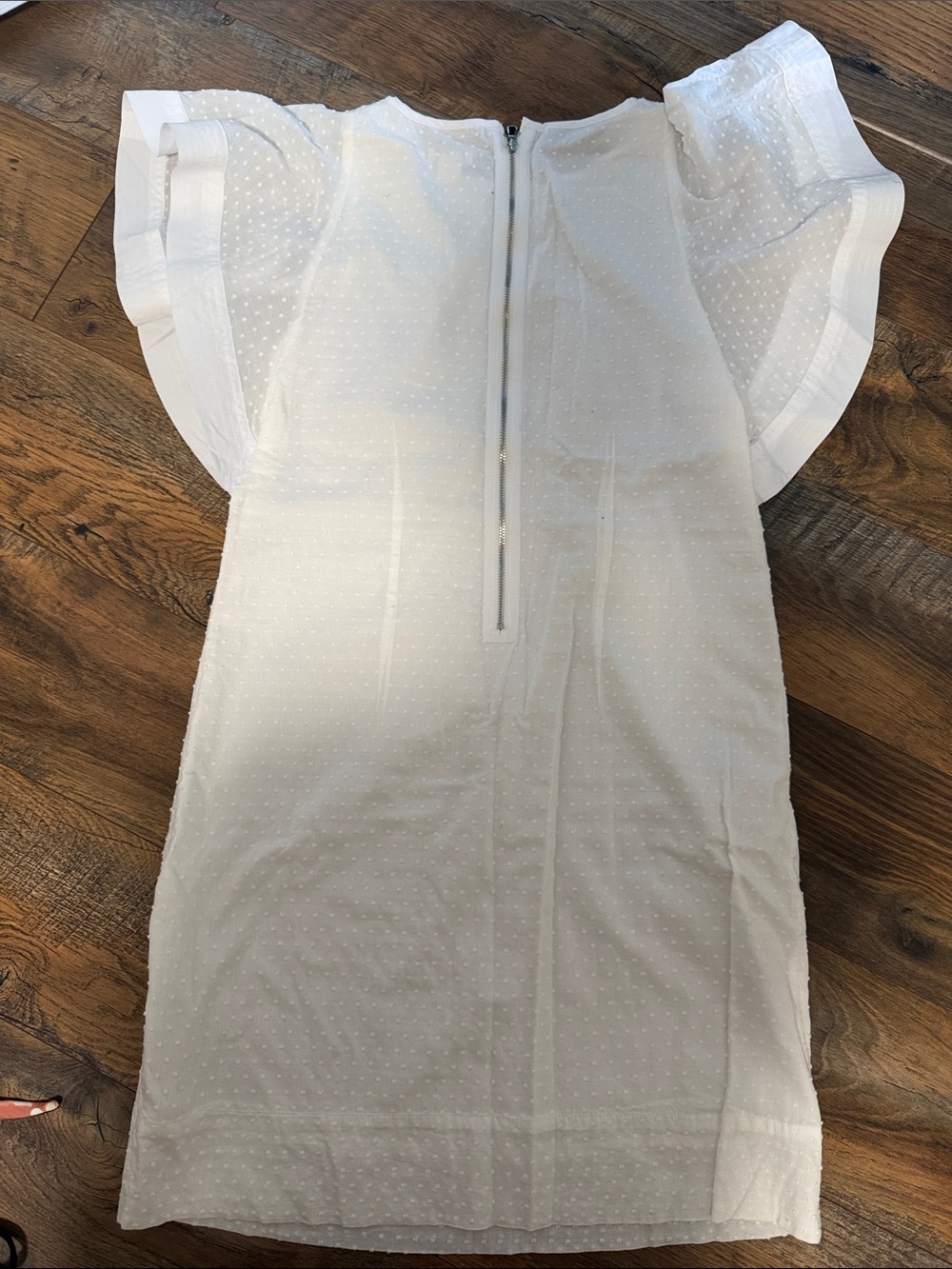 J. Crew White Swiss Dot Flutter Sleeve Dress - Picture 2 of 2